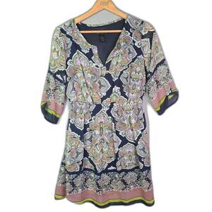 En Focus Colorful Print Boho Dress 8 Flattering Fit Work Church